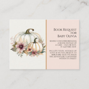 Rustic White Pumpkin Pink Fall Floral Book Request Business Card