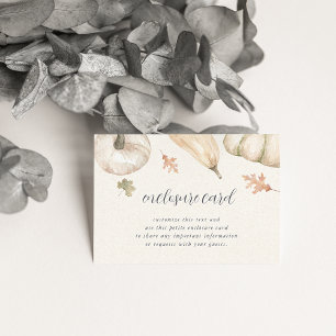 Rustic White Pumpkins Fall Baby Shower Enclosure Card