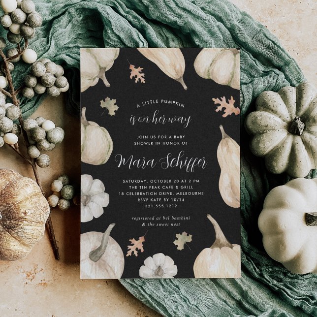 Rustic White Pumpkins Fall Baby Shower Invitation (Creator Uploaded)