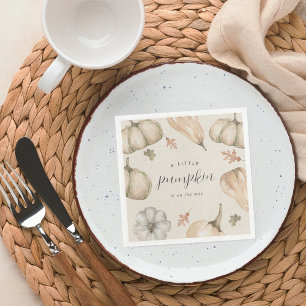 Rustic White Pumpkins Fall Baby Shower Napkin