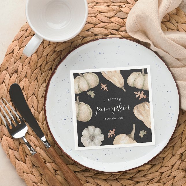 Rustic White Pumpkins Fall Baby Shower Napkin (Creator Uploaded)