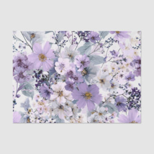 Rustic White Purple Vintage Boho Floral Tissue Paper