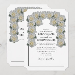 Rustic White Roses Wedding Invitations