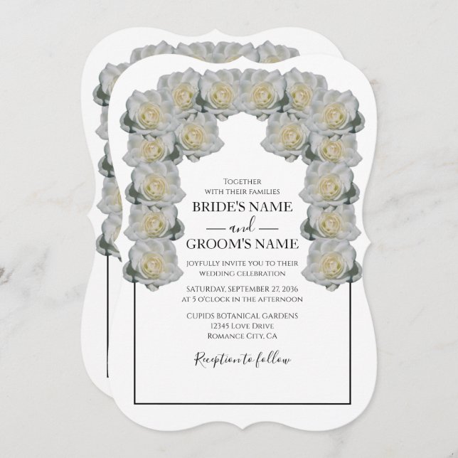 Rustic White Roses Wedding Invitations (Front/Back)