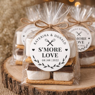 Rustic White Smore Love Wedding Favour Design Classic Round Sticker