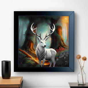 Rustic White Stag Watercolor Acrylic Print