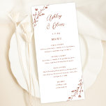 Rustic White & Terracotta Floral Wedding Menu Card<br><div class="desc">This lovely wedding reception menu card features a classic white background with hand-drawn wildflowers and elegant typography in terracotta. Together these elements create an rustic yet elegant wedding menu that would be perfect for a romantic wedding any time of the year. This design coordinates with our Rustic Wildflowers wedding suite....</div>