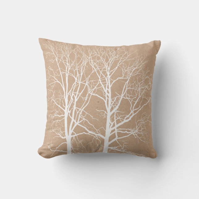 Rustic White Trees Cushion (Front)