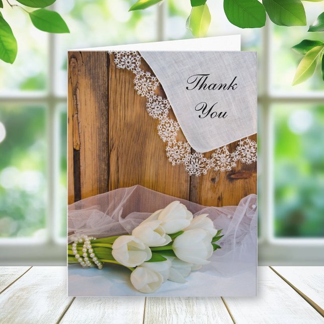 Rustic White Tulips Country Barn Wedding Thank You (Creator Uploaded)