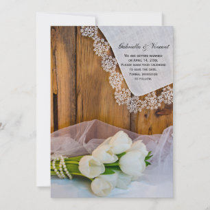Rustic White Tulips Country Wedding Save the Date
