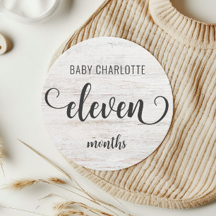 Rustic White Wood Baby Milestone 11-12 Months Sign