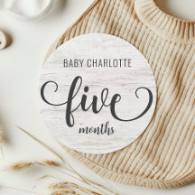 Rustic White Wood Baby Milestone 5-6 Months Sign