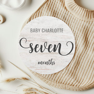 Rustic White Wood Baby Milestone 7-8 Months Sign
