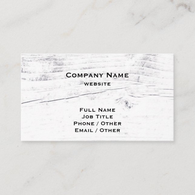 Rustic White Wood Business Card (Front)
