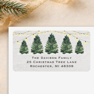 Rustic White Wood Christmas Tree Farm Address Label