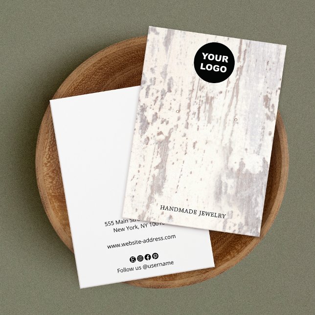 Rustic White Wood  Earring Display Business Card (Creator Uploaded)