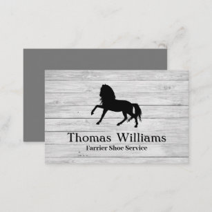 Rustic White Wood Equestrian Horse Farrier Service Business Card