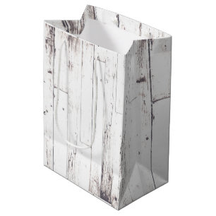 Rustic White Wood Shabby Chic Country Wedding Medium Gift Bag