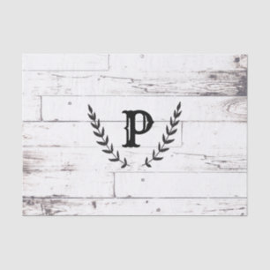 Rustic White Wood Shabby Chic Laurel Wedding Tissue Paper