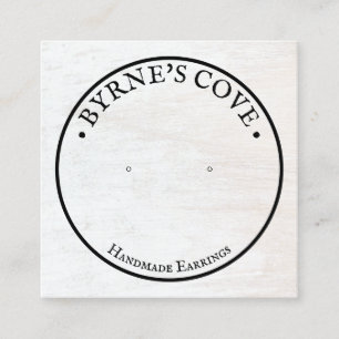 Rustic White Wood Stud Earring Display Square Business Card