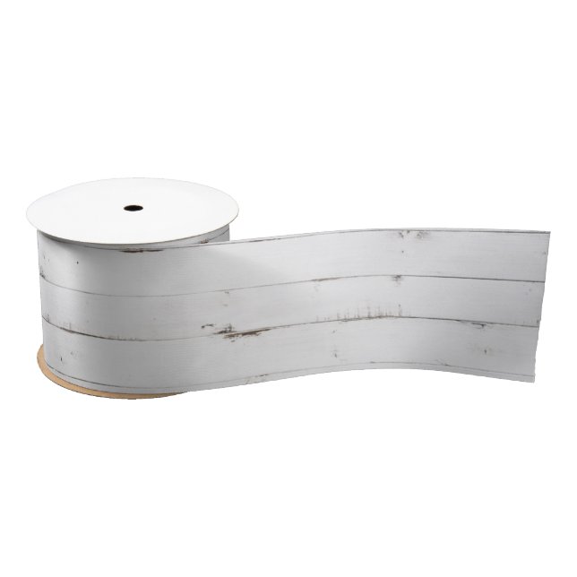 Rustic White Wood Tone Satin Ribbon (Spool)