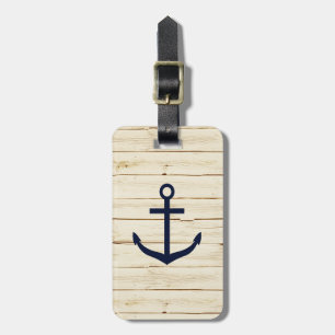 Rustic White Wood with Anchor Luggage Tag