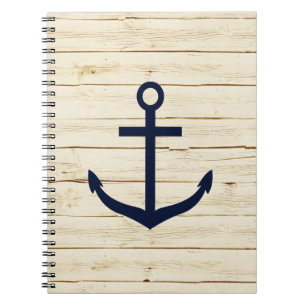 Rustic White Wood with Anchor Notebook