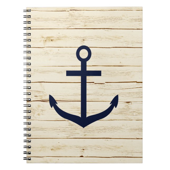 Rustic White Wood with Anchor Notebook (Front)