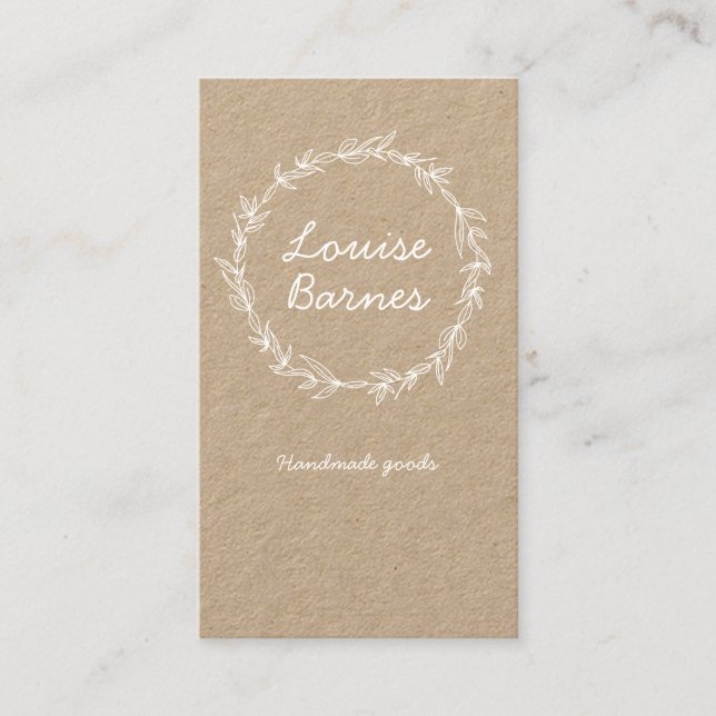 Rustic white wreath business card (Front)