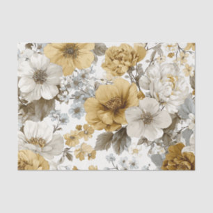 Rustic White Yellow Pastel Vintage Boho Floral  Tissue Paper