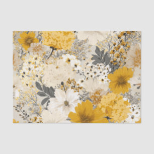 Rustic White Yellow Pastel Vintage Boho Floral Tissue Paper