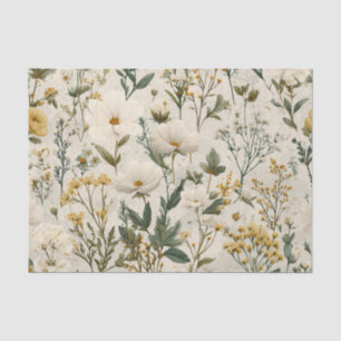 Rustic White Yellow Pastel Vintage Boho Floral  Tissue Paper