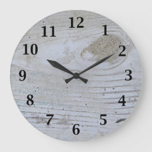 Rustic Whitewashed Board Large Clock