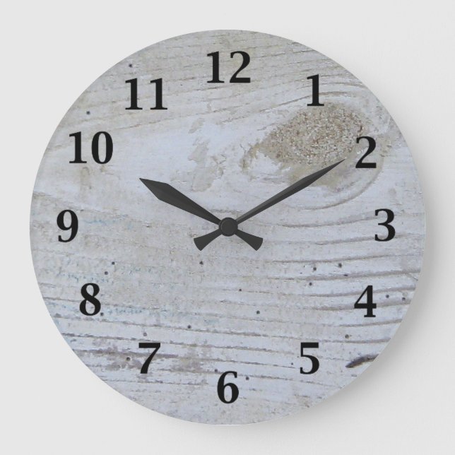 Rustic Whitewashed Board Large Clock (Front)