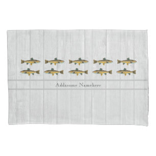 Rustic Whitewood Trout fish vintage watercolor Pillowcase
