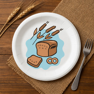 Rustic Whole Grain Bread Farmhouse Food Paper Plate