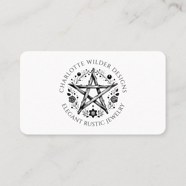 Rustic Wiccan Pagan Jewellery Designer QR Code  Business Card (Front)