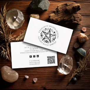 Rustic Wiccan Pagan Jewellery Designer QR Code  Business Card