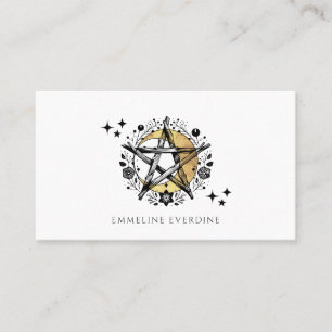 Rustic Wiccan Pagan Pentacle Moon Calling Card
