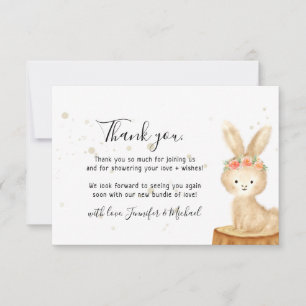 Rustic wild animal bunny rabbit cute Thank You Card