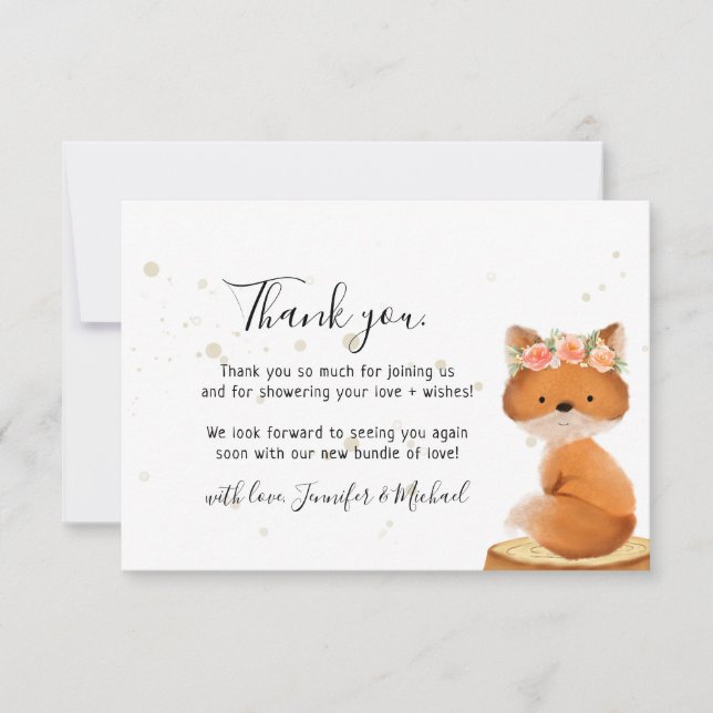 Rustic wild animal FOX Thank You Card (Front)