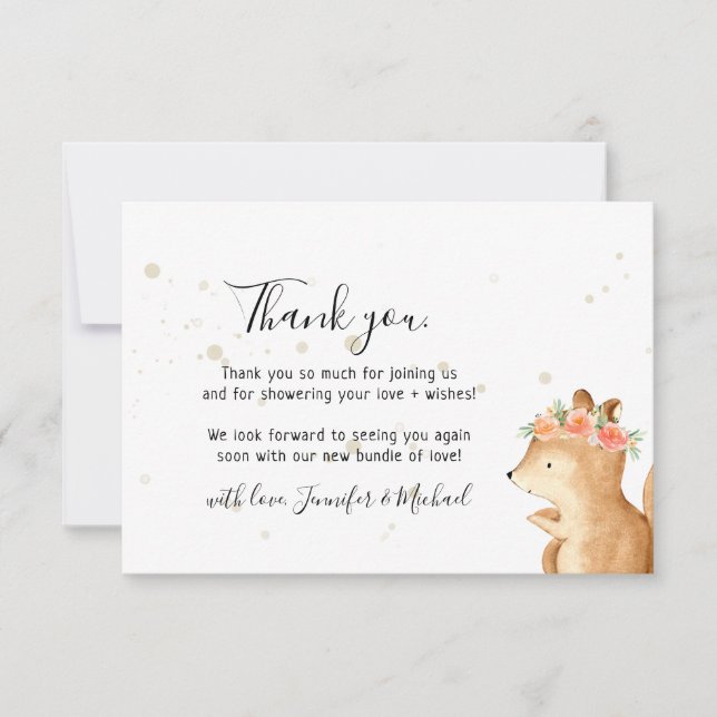 Rustic wild animal squirrel Thank You Card (Front)