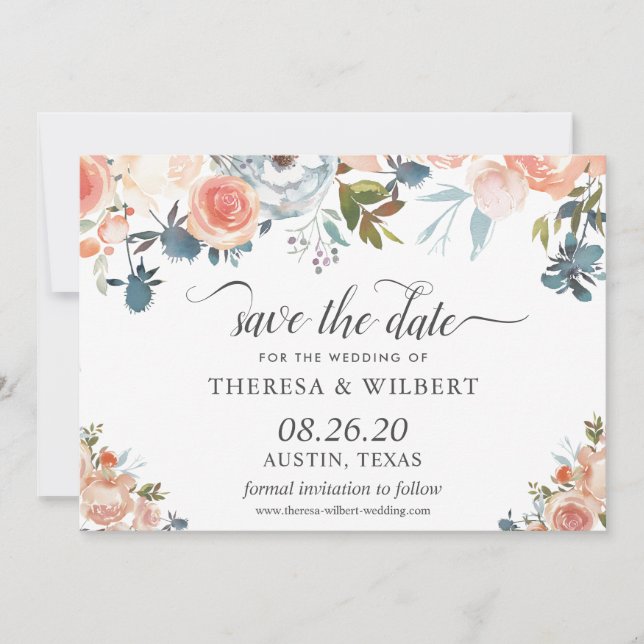 Rustic Wild Autumn Floral Wedding Save the Date (Front)