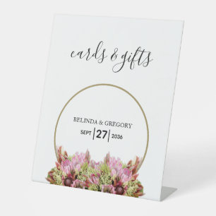 Rustic Wild Flower Bouquet Wedding Cards & Gifts Pedestal Sign
