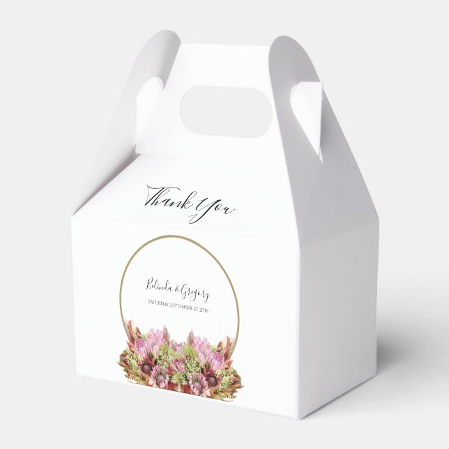 Rustic Wild Flower Bouquet Wedding Favour Box (Front Side)