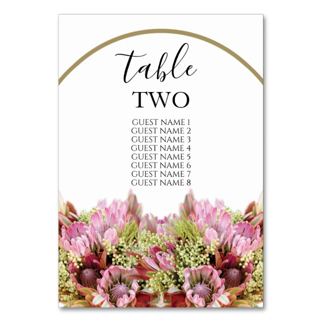 Rustic Wild Flower Bouquet Wedding Guest Names Table Number (Front)