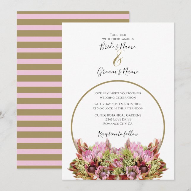 Rustic Wild Flower Bouquet Wedding Invitations (Front/Back)