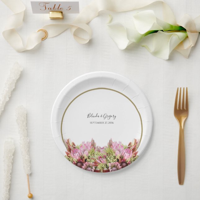 Rustic Wild Flower Bouquet Wedding Paper Plate (Wedding)