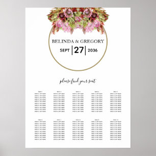 Rustic Wild Flower Bouquet Wedding Seating Chart