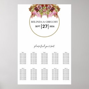 Rustic Wild Flower Bouquet Wedding Seating Chart